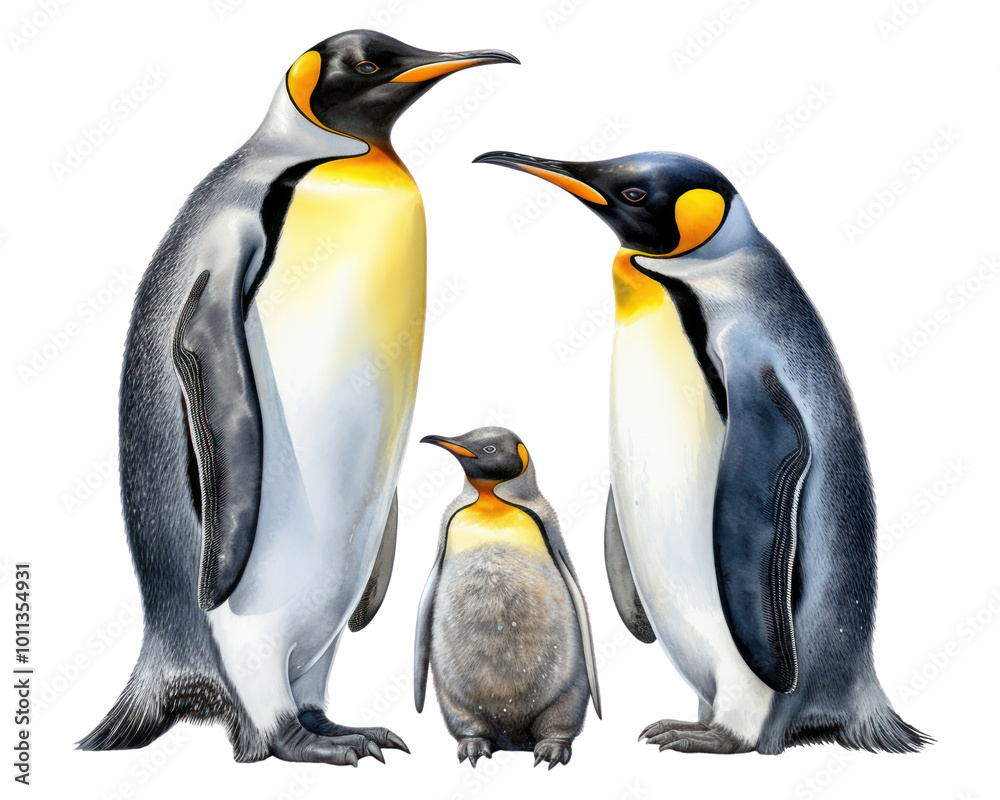 Fototapeta premium PNG Penguin animal bird king penguin, digital paint illustration. AI generated image