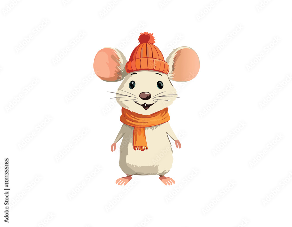 Mouse in an orange hat and scarf Mouse in an orange hat and scarf