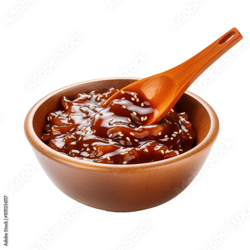 teriyaki sauce japanese food on a bowl transparent background photo