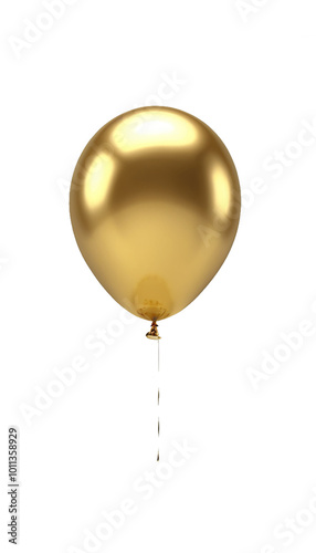Golden 3D ballon on transparent background. Cut out