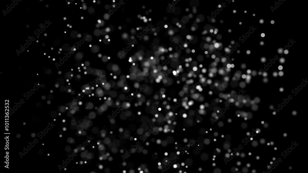 Abstract particle cloud on dark background. Seamless loop.