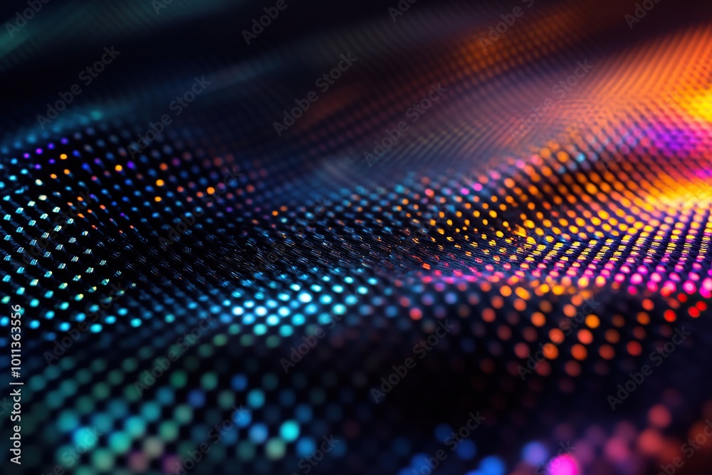 A close-up of carbon fiber material with colorful light effects, set against a dark background A close-up of carbon fiber material with colorful light effects, set against a dark background