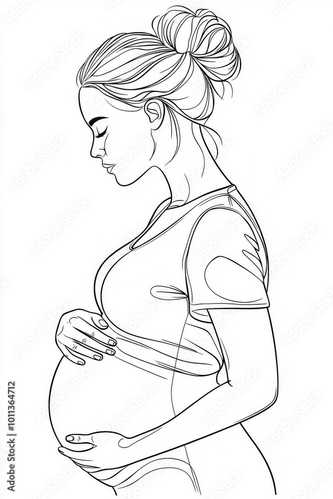 Pregnant Woman Cradling Her Belly in a Tender Moment of Connection and Anticipation Pregnant Woman Cradling Her Belly in a Tender Moment of Connection and Anticipation