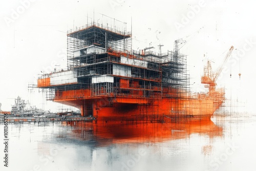 Modern Industrial Shipyard with Abstract Architecture photo