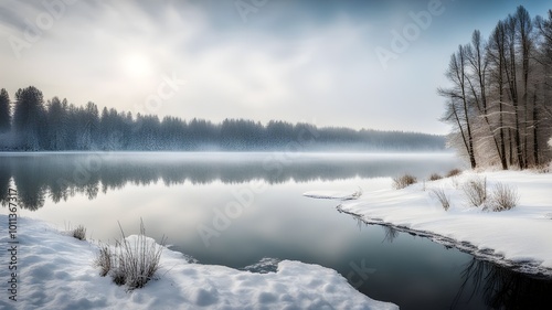 lake with winter