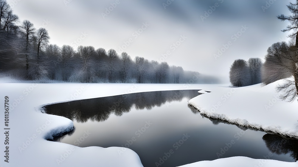 lake with winter