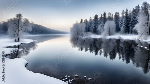 lake with winter