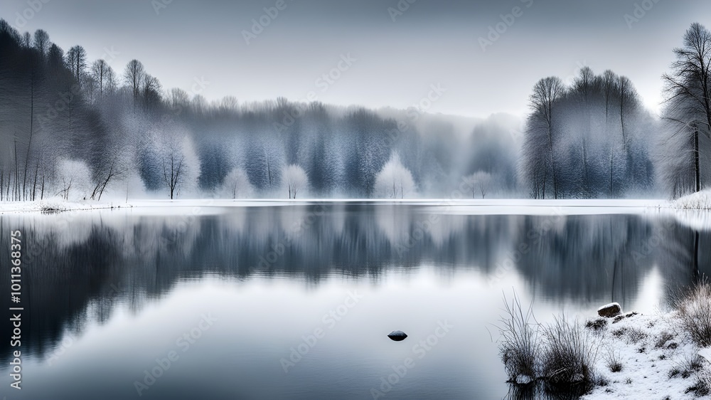 Fototapeta premium lake with winter