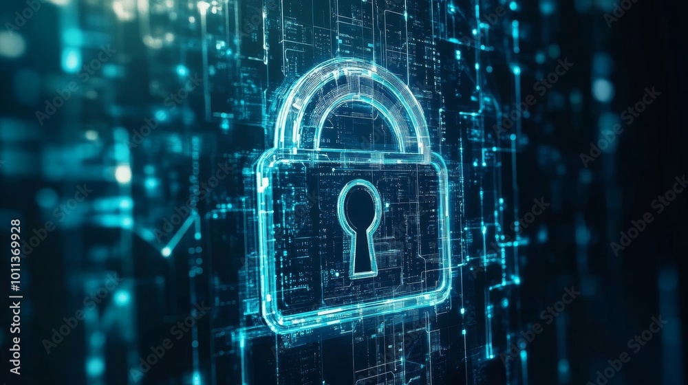 Digital Padlock On Circuit Board. Cybersecurity, Data Protection, Network Security Concept. Digital Padlock On Circuit Board. Cybersecurity, Data Protection, Network Security Concept.
