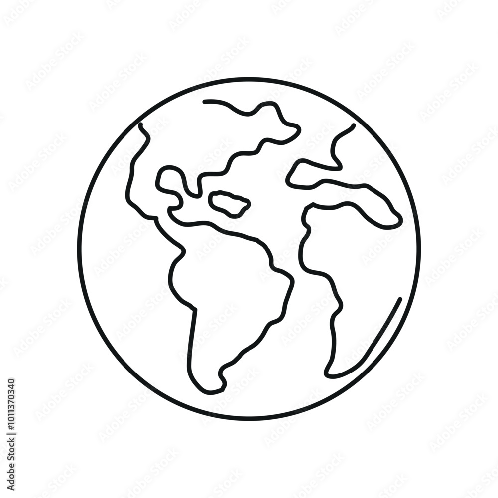 The earth is one line. Vector drawing on a white background.
The earth is one line. Vector drawing on a white background.