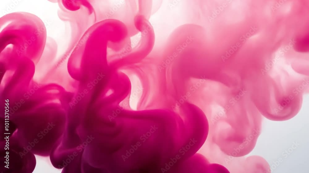 A vibrant display of pink smoke swirling against a white background, creating an abstract effect. A vibrant display of pink smoke swirling against a white background, creating an abstract effect.