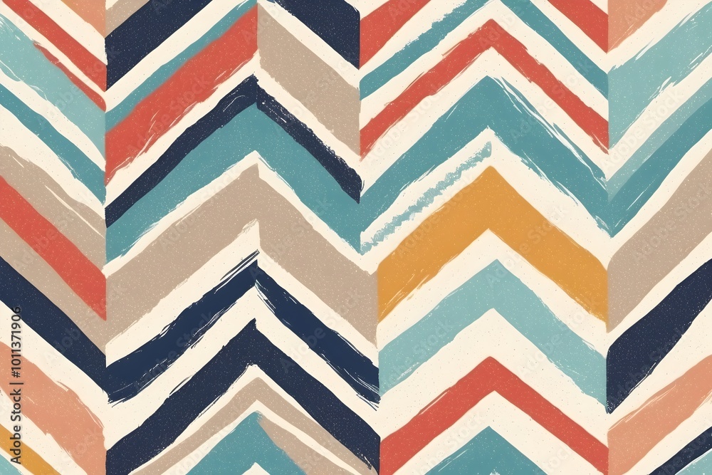 hand-drawn texture of zigzag lines in alternating colors, creating a bold and graphic design