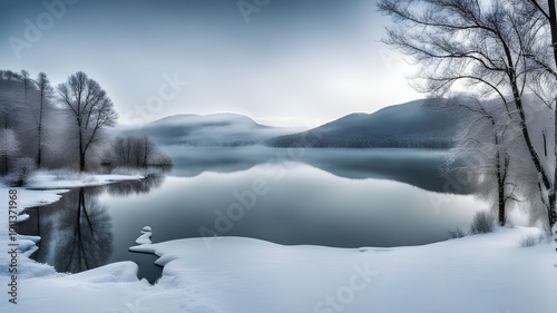 lake with winter