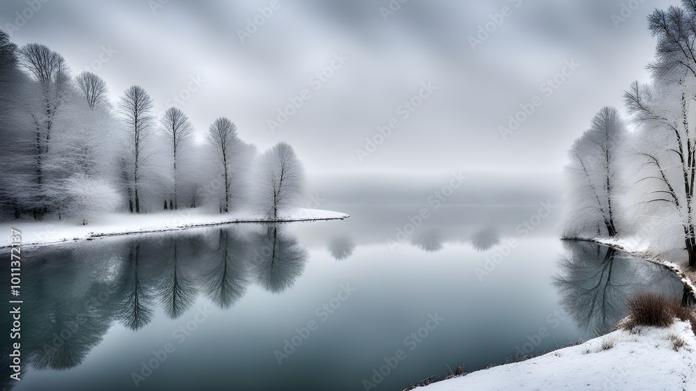 Fototapeta premium lake with winter