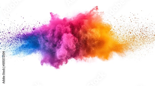 Colorful powder explosion isolated on a white background