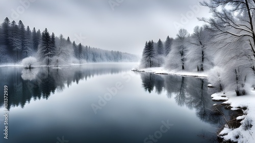 lake with winter