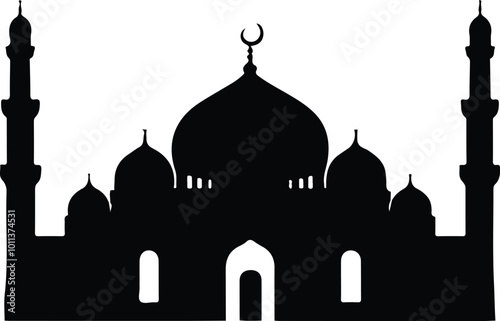 Elegant Mosque Silhouette Vector Designs for Creative Projects, generative AI