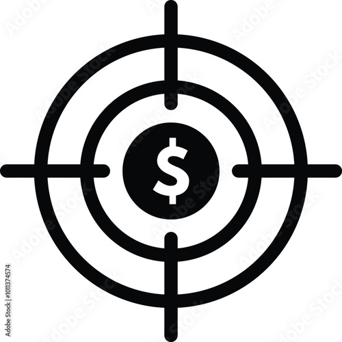 Dollar in the target icon . Investment target icon . Dollar target icon vector