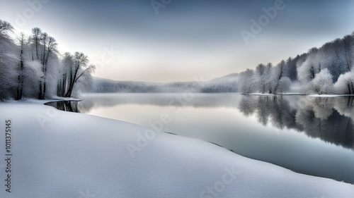 lake with winter