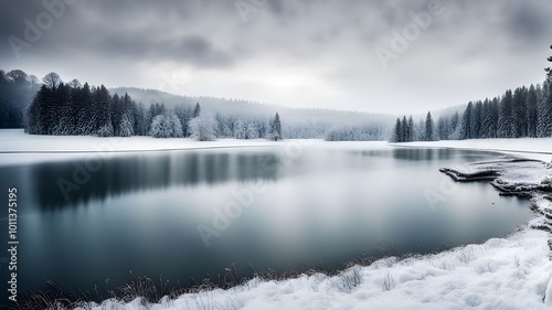 lake with winter