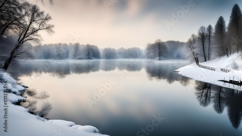 lake with winter