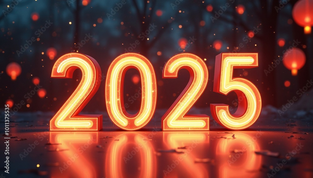 glowing numbers 2025 in the snow. New Year concept. ai generated, ai glowing numbers 2025 in the snow. New Year concept. ai generated, ai