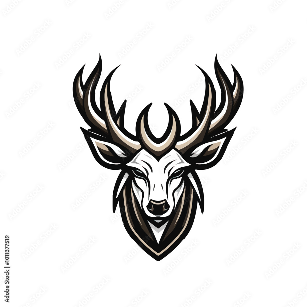 Reindeer Natal esport logo in vector style with a black and white background and thicker outline, without text. Reindeer Natal esport logo in vector style with a black and white background and thicker outline, without text.