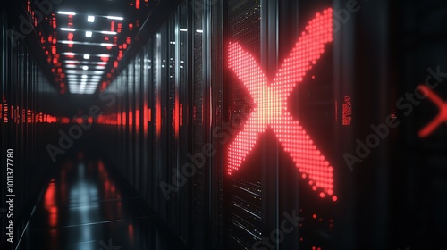 server racks forming an x sign symbolizin photo