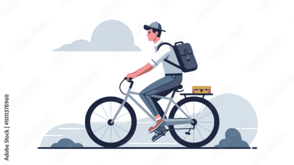 Fototapeta premium Silhouette of cyclist riding a bike on a sunny day