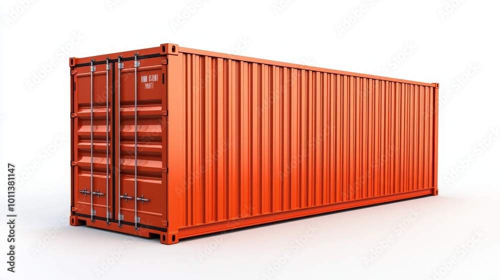 Large Orange Shipping Container Displayed Against a Plain Background, Showcasing Its Industrial Design Large Orange Shipping Container Displayed Against a Plain Background, Showcasing Its Industrial Design