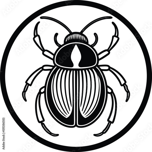 Silhouette design of dung beetle logo vector illustration