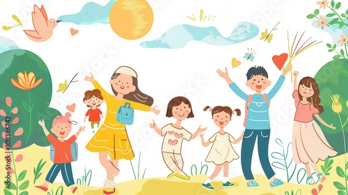 Children's Day Simple Hand Drawn Background - a charming and festive visual. The simple hand drawn backdrop for Children's Day is full of joy and creativity