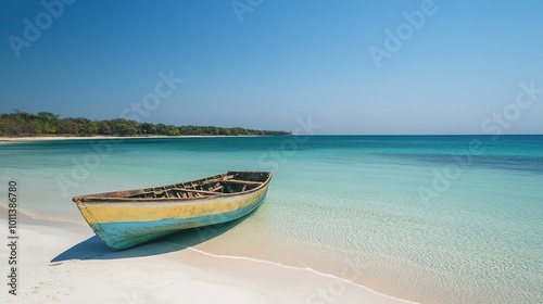 Boat on the summer tropical beach 