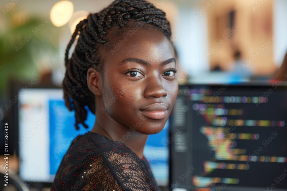 Portrait of a african american young female Software Developer Portrait of a african american young female Software Developer