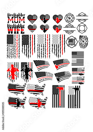Firefighter Icon | US Firefighter | Firefighter Dad  | Rescue Firefighter | 911 emergency | Wild fire | Rescue | First responder | Original Illustration | Vector and Clipart | Cutfile and Stencil