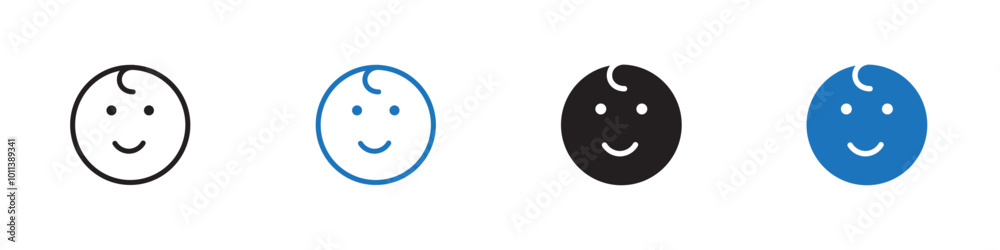 Obraz premium Baby icon linear graphics set vector in black