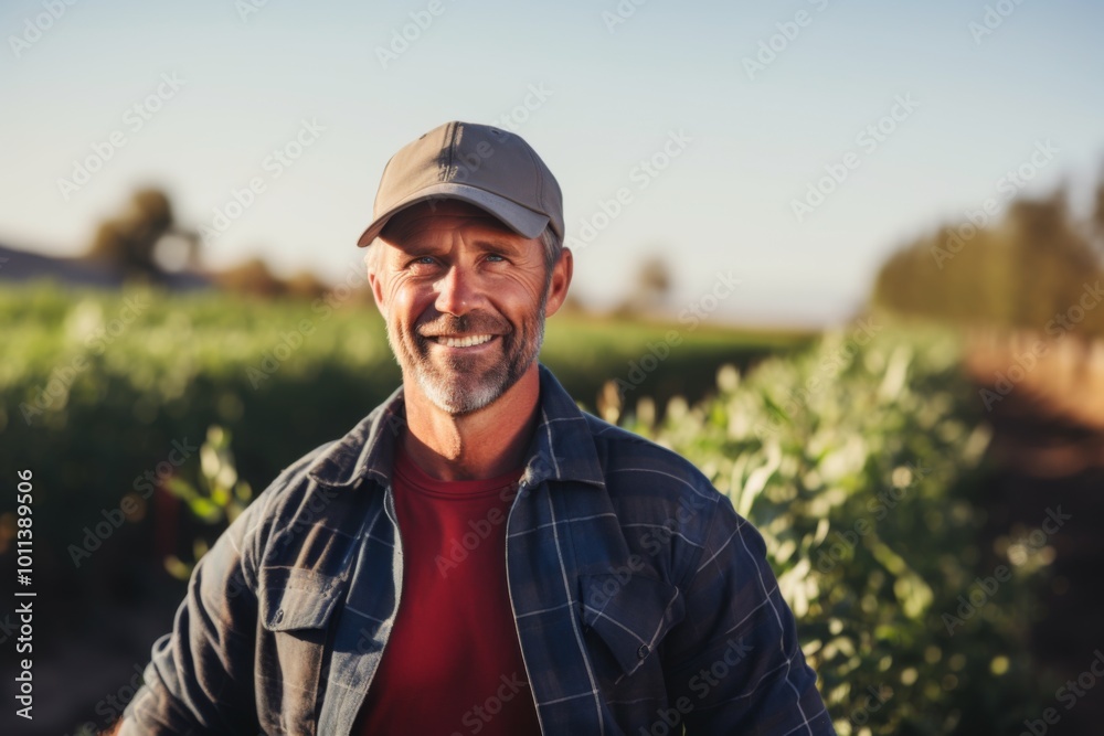 Portrait of a smiling middle aged Caucasian man on farm Portrait of a smiling middle aged Caucasian man on farm