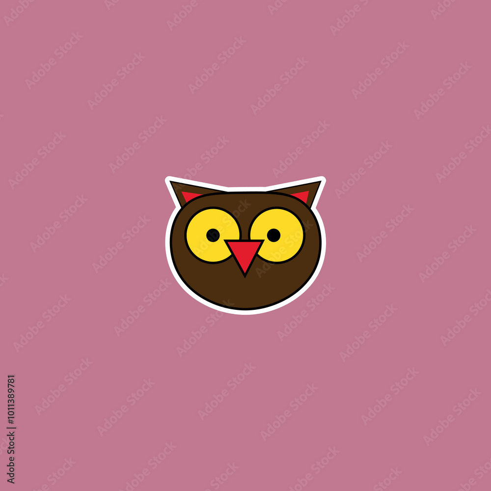 Fototapeta premium Cute cartoon owl in a minimalist style. Perfect for children's designs, stickers, posters, logos, and decor.