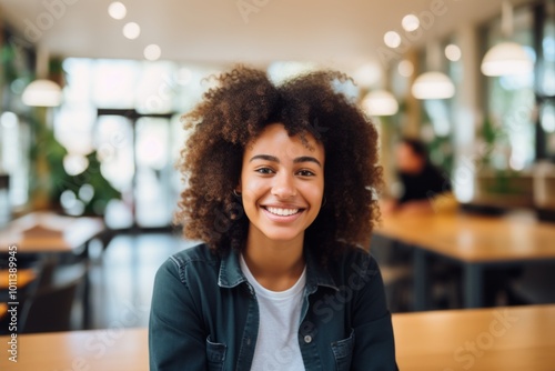 Smiling portrait of a young female college student