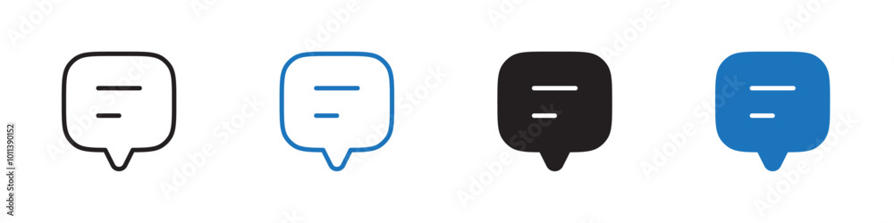 Chat icon linear graphics set vector in black Chat icon linear graphics set vector in black