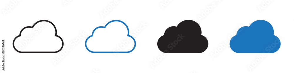 Cloud icon linear graphics set vector in black Cloud icon linear graphics set vector in black