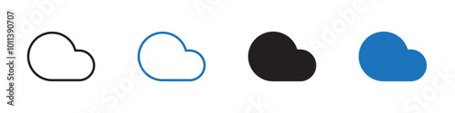 Cloud icon linear graphics set vector in black