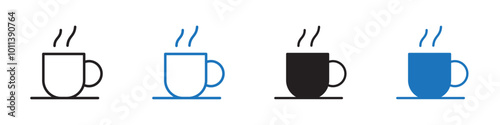 Coffee icon linear graphics set vector in black