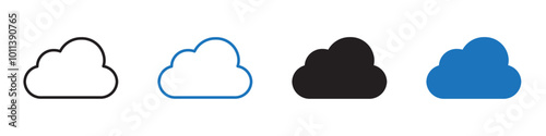 Cloud icon linear graphics set vector in black
