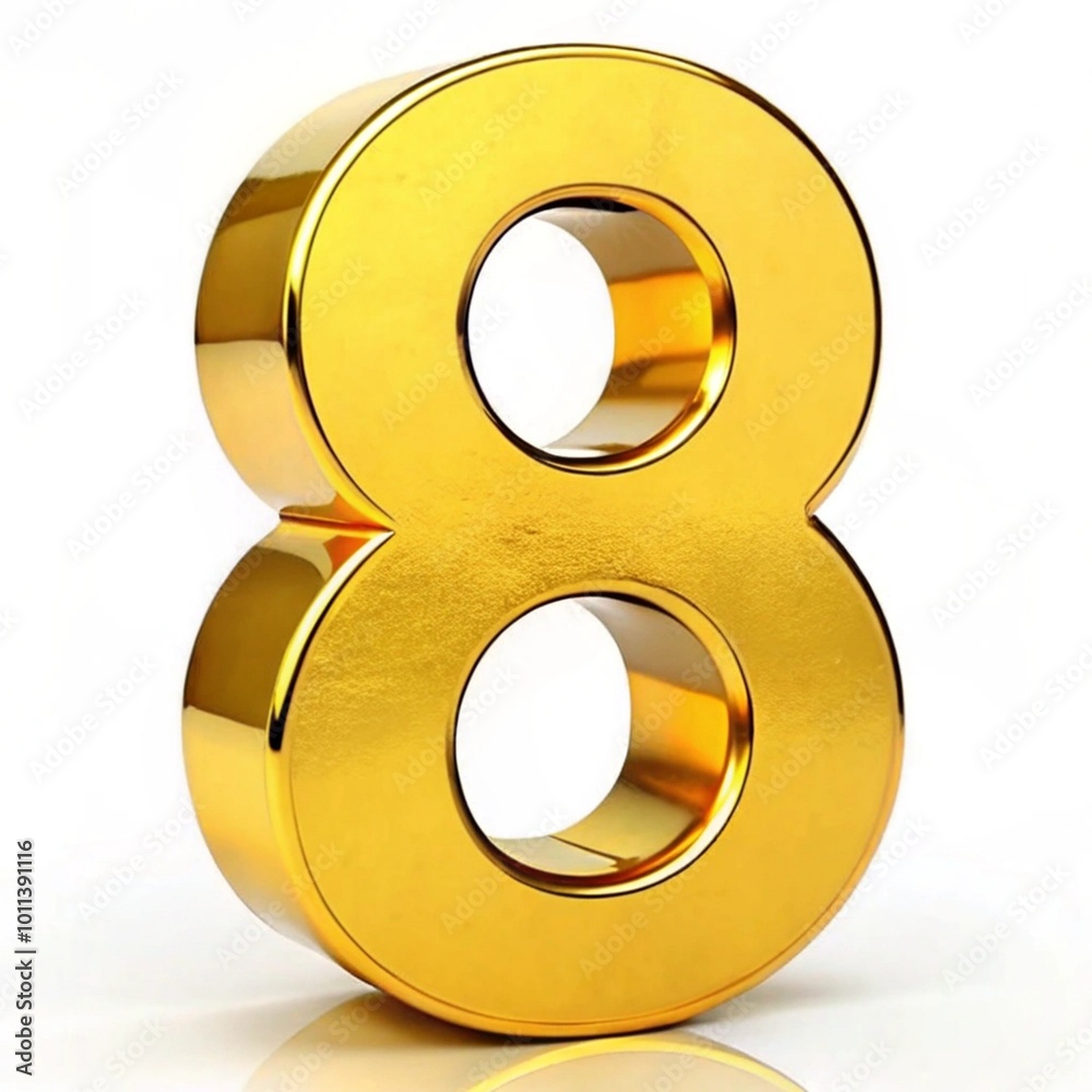 3D gold number 8. glossy gold number 8 3D gold number 8. glossy gold number 8