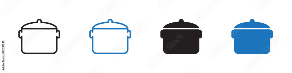 Cooker icon linear graphics set vector in black Cooker icon linear graphics set vector in black