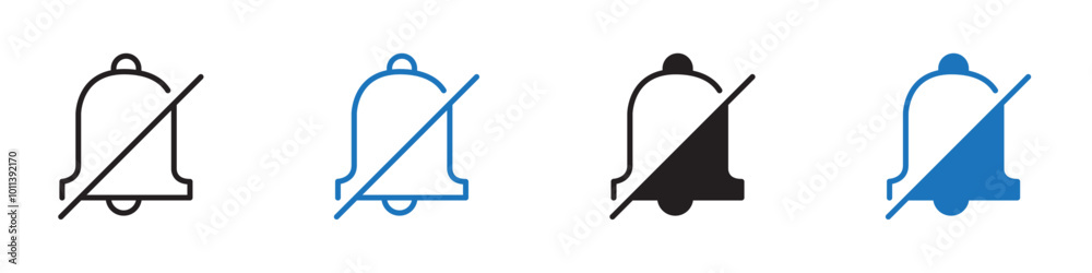 Diable notfication icon linear graphics set vector in black