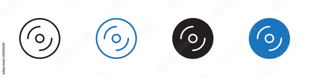 Disc icon linear graphics set vector in black