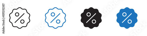Discount icon linear graphics set vector in black