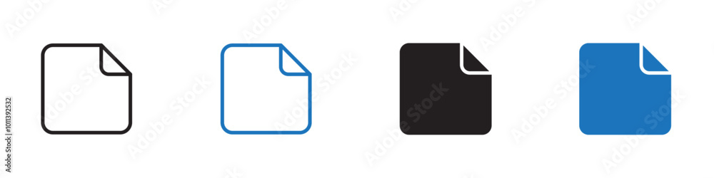 Document icon linear graphics set vector in black Document icon linear graphics set vector in black